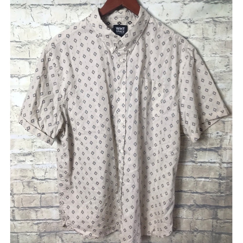 WHT Space Beige Mens xL Diamond-Print Button Down